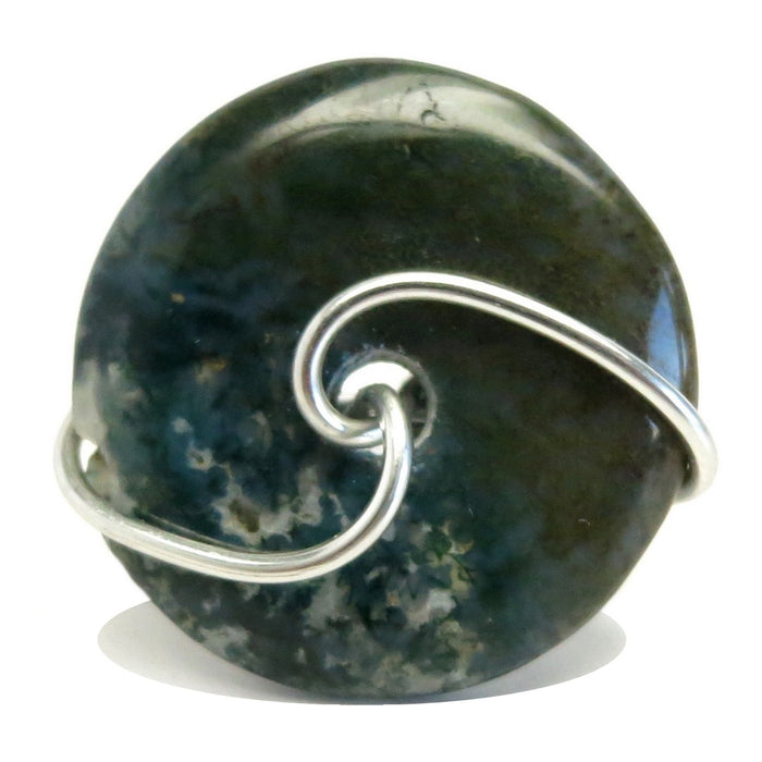 Moss Agate Ring Green Forest Canopy Donut Stone Silver
