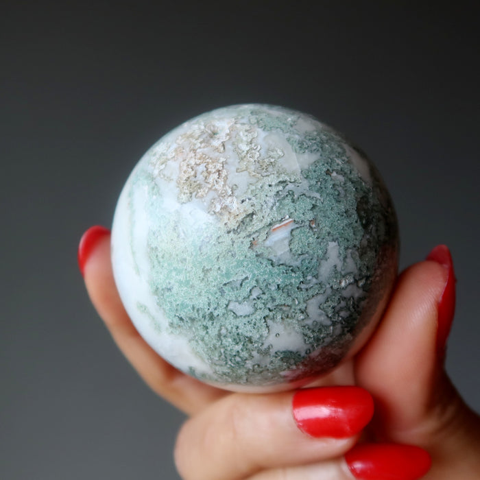 Tree Agate Sphere Touch of Moss Natural Crystal Ball