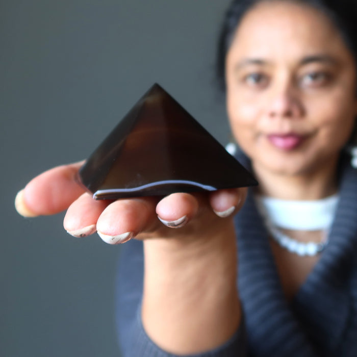 Brown Coffee Agate Pyramid Manifestations Black Stone