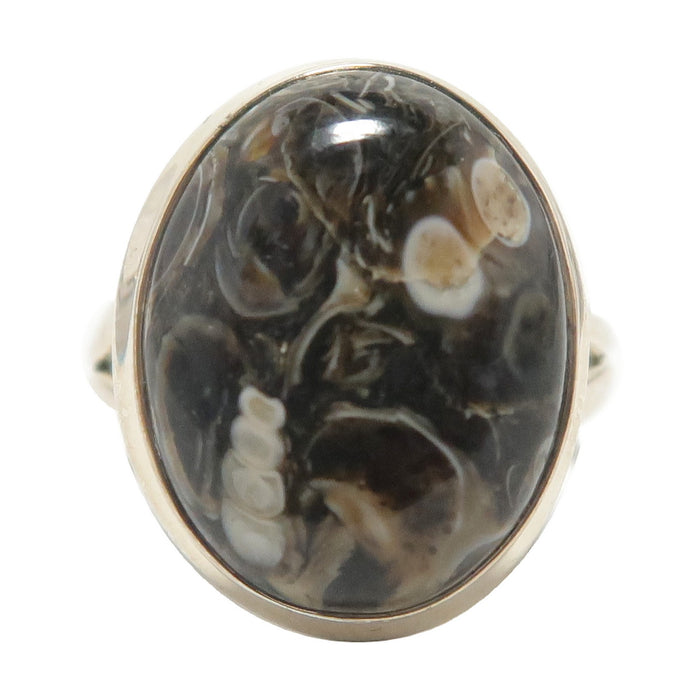 Turritella Agate Ring Oval Grounding Stone Sterling Silver