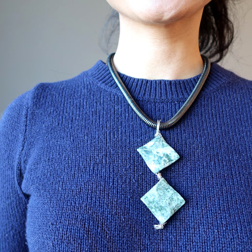 sheila wearing Tree Agate Necklace
