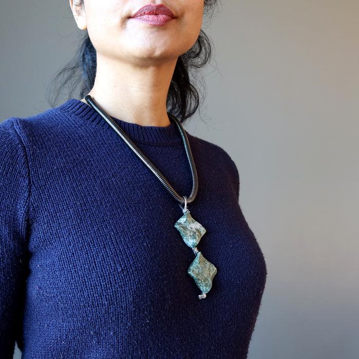 sheila wearing Tree Agate Necklace