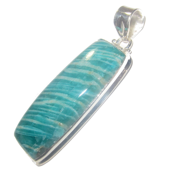 tilted to right 1.7 x 0.6 inches deep sea green Amazonite Pendant