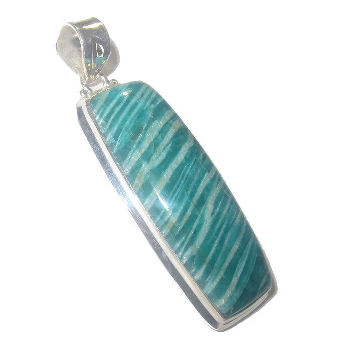 tilted left 1.7 x 0.6 inches deep sea green Amazonite Pendant