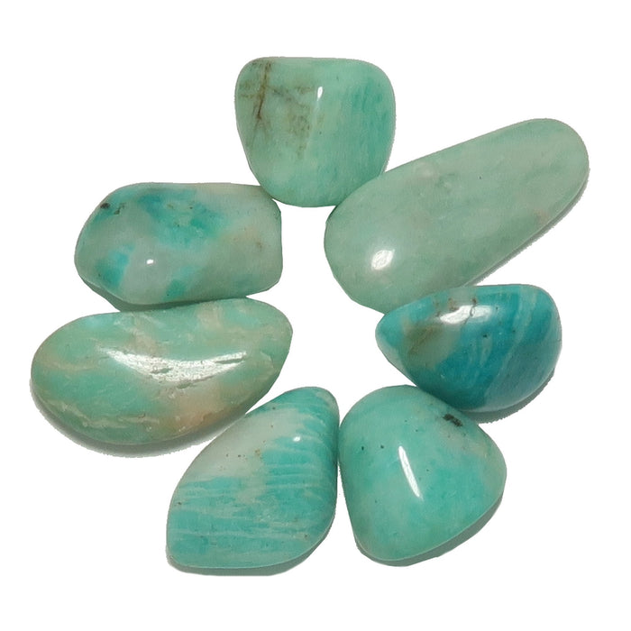 7 blue-green amazonite tumbled stones