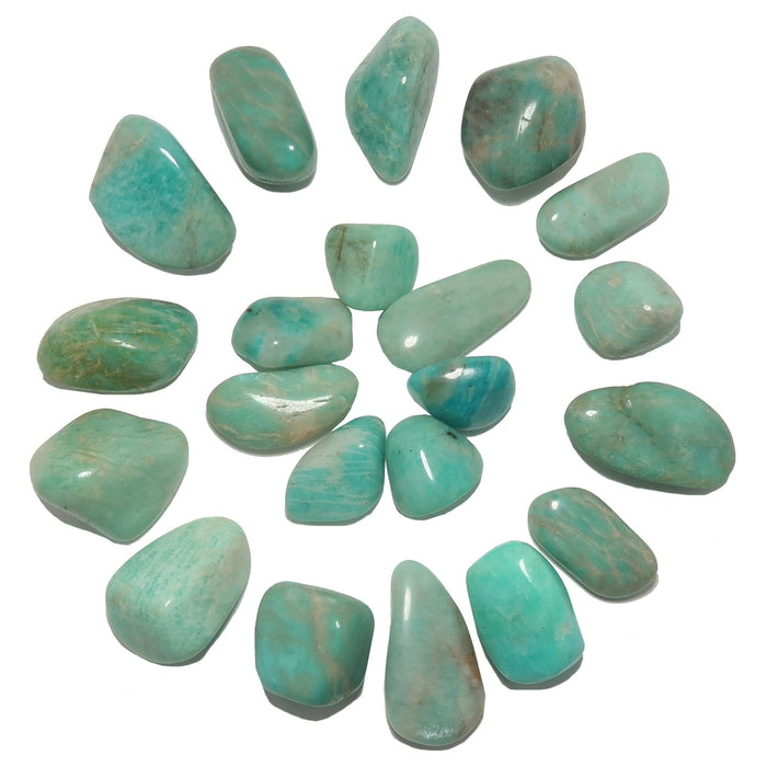 21 blue-green amazonite tumbled stones