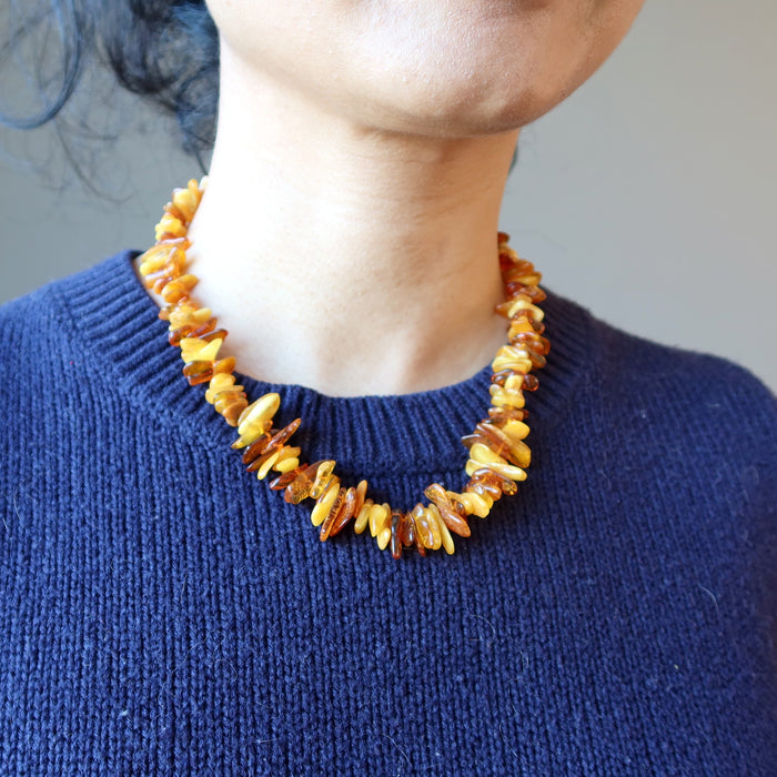 Amber Necklace Warm Autumn Colors Real Baltic Gems Knotted