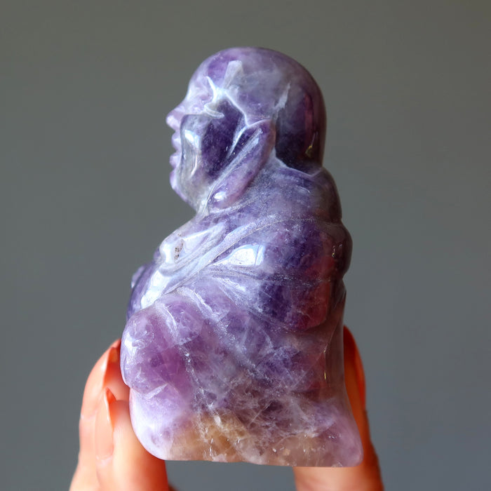 Amethyst Buddha Enlightenment Laughing Purple Statue