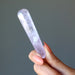 finders holding a tip of 3.1 x 0.7 Inches  Clear Violet Purple Amethyst Crystal Point faceted wand 