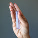 3.1 x 0.7 Inches  Clear Violet Purple Amethyst Crystal Point faceted wand wrapped in Model hand
