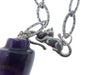 zoom in 21 inches Chevron Purple Point Amethyst pendant with Silver Chain and Cat Yarn