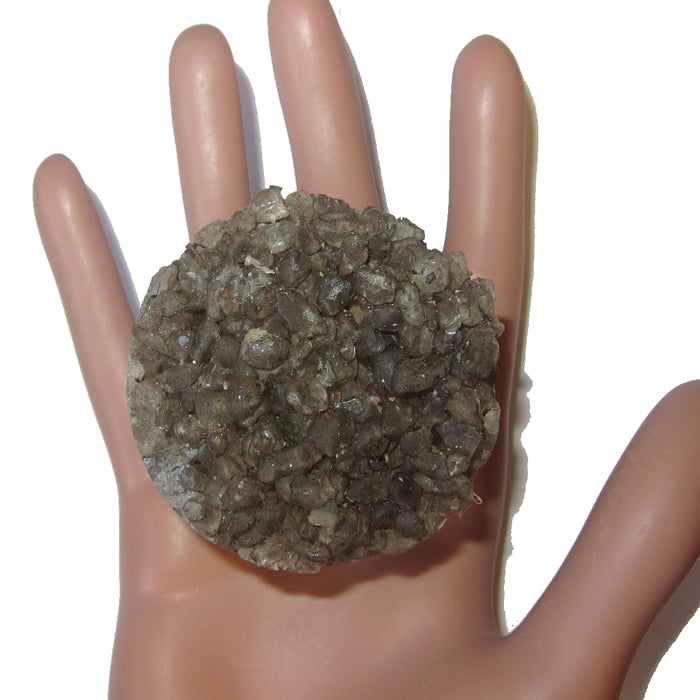 view of smoky quartz side on mannequin palm