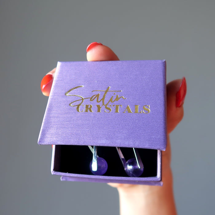Amethyst Earrings Spiritual Frequencies Tuning Fork Purple Crystal
