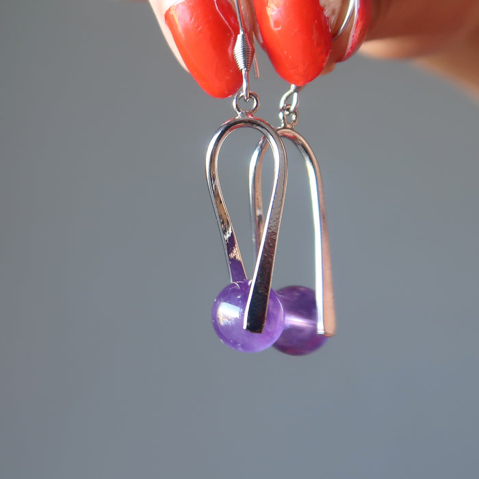 Amethyst Earrings Spiritual Frequencies Tuning Fork Purple Crystal
