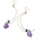 3.5 x 1.4 inches Bliss Purple Green Gold Dangle Amethyst Malachite Earrings