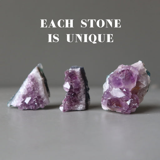 three amethyst clusters  sizes vary 1.25-1.5 Inches