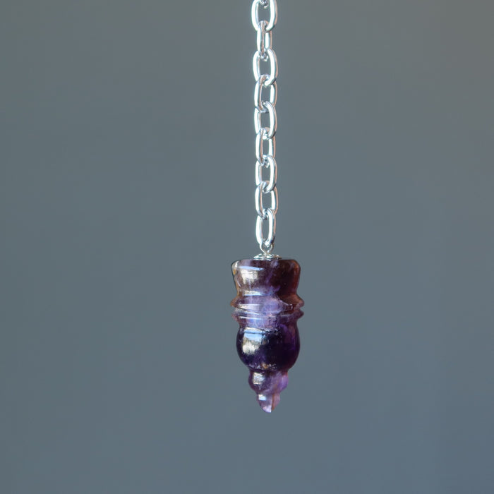 zoom in 24 inches Amethyst Pendulum pendant on Adjustable Chain