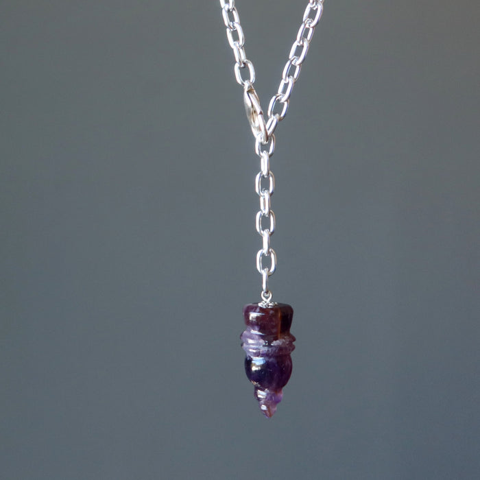 hanging 24 inches Amethyst Pendulum pendant on Adjustable Chain