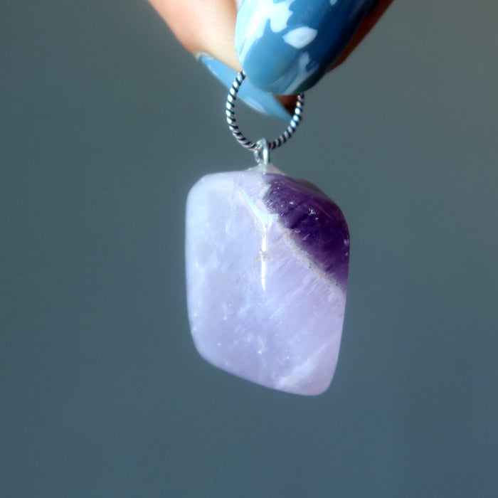 Amethyst Pendant Chunky Chonky Chevron Purple Tumbled Stone