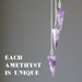 3 amethyst pendulums showing each stone is unique