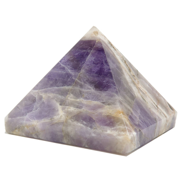 purple and white amethyst pyramid