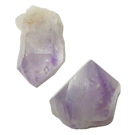 two raw purple amethyst points