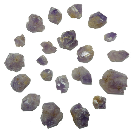 set of 21 of 10-30mm Purple Raw Amethyst Double Terminated Set