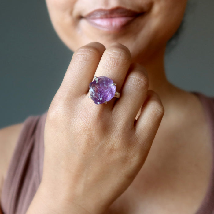 Amethyst Ring Never Been Better Rough Gem in Sterling Silver