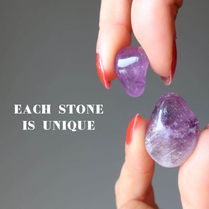 each amethyst tumbled stone is unique