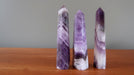  a set of three of 3.5-4 x 0.6 to 1 inches purple Amethyst Chevron crystal point tower Wands