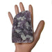 display 3.8"X2.5"X2" purple Amethyst with calcite cluster on mannequin palm 