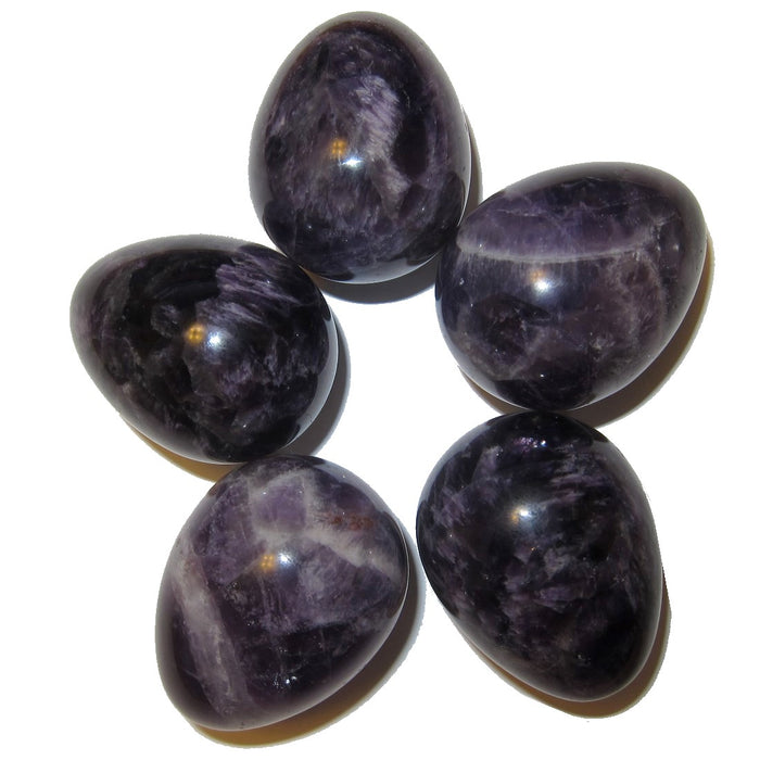 5 dark purple amethyst gemstone eggs