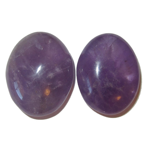 pair of purple amethyst polished ovalish palm stones