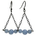 round angelite beaded on wires hanging from gunmetal chains on gunmetal earrings