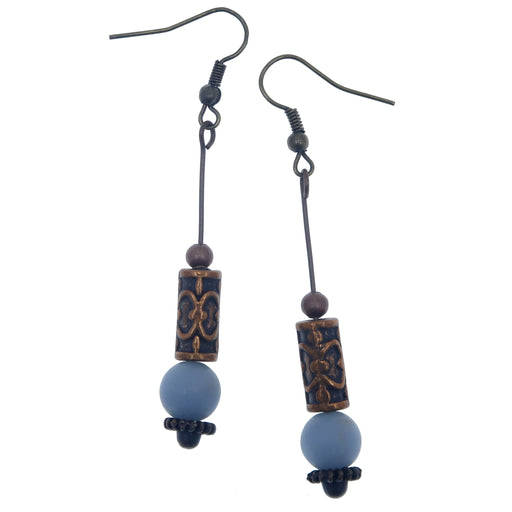 angelite and antique copper beaded dangle earrings