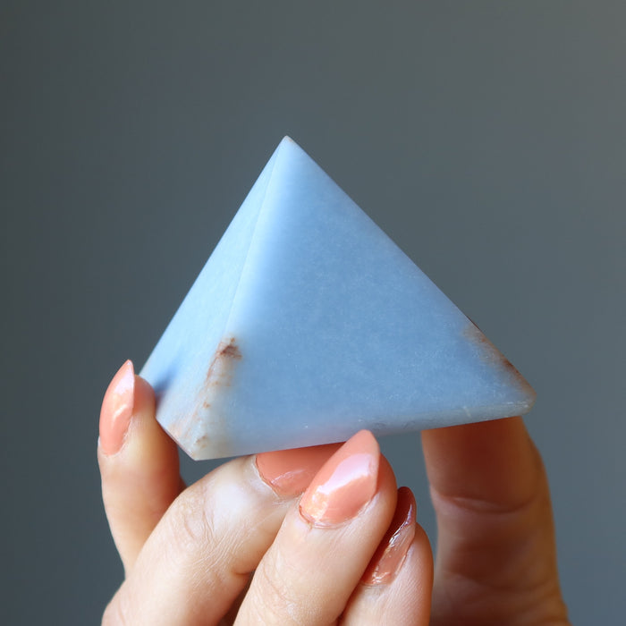 Angelite Pyramid Ascend to the Angels Spiritual Blue Crystal