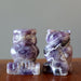 two 2.25-2.5 Inch purple Amethyst owls facing opposite direction back and front
