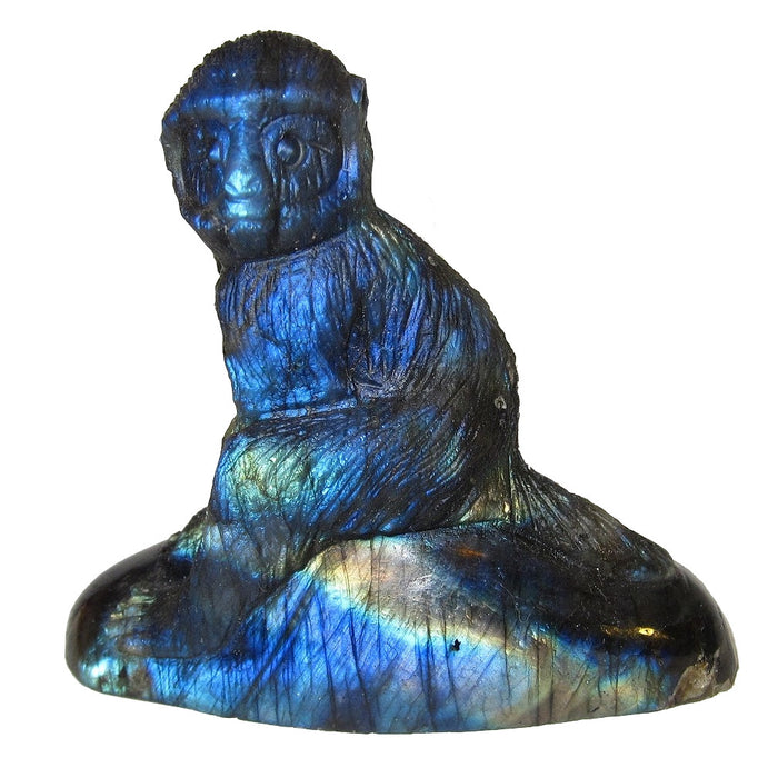 Labradorite MonkeyBlue Rainbow Crystal Carving Animal