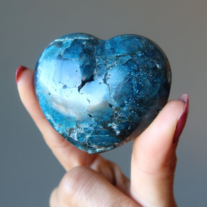 Apatite Heart I Love You to Pieces Super Crackly Blue Gemstone