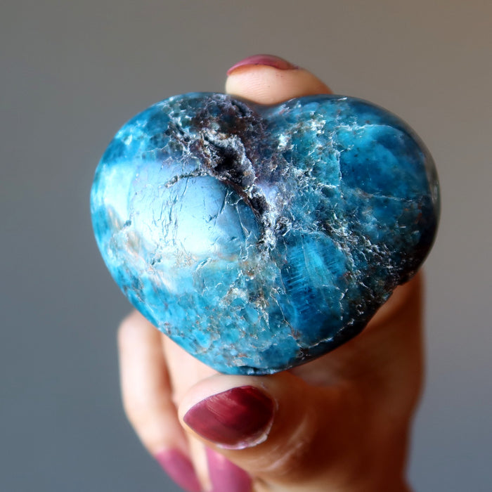 Apatite Heart I Love You to Pieces Super Crackly Blue Gemstone