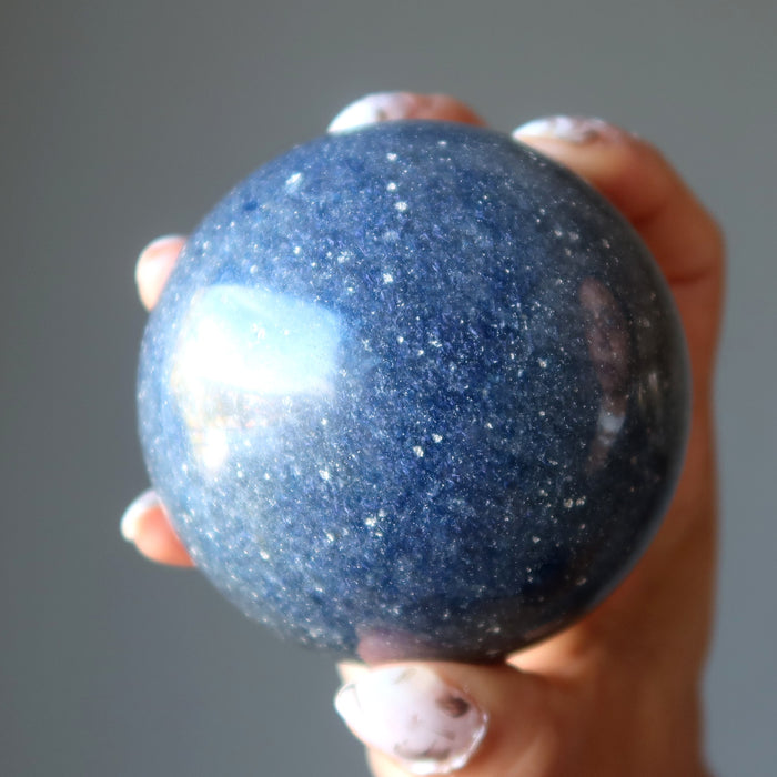 Apatite Sphere Blue Gemstone Cleavelandite Crystal Ball