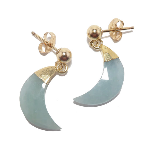 blue crescemt moon Aquamarine Earrings 