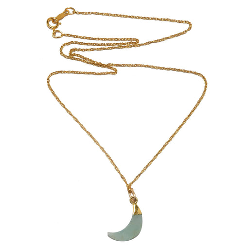 aquamarine crescent moon pendant on gold necklace