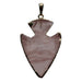 pink rose quartz arrowhead pendant in gold electroplated frame