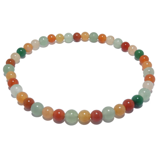 red, yellow, and green aventurine round beaded stretch ankle bracelet