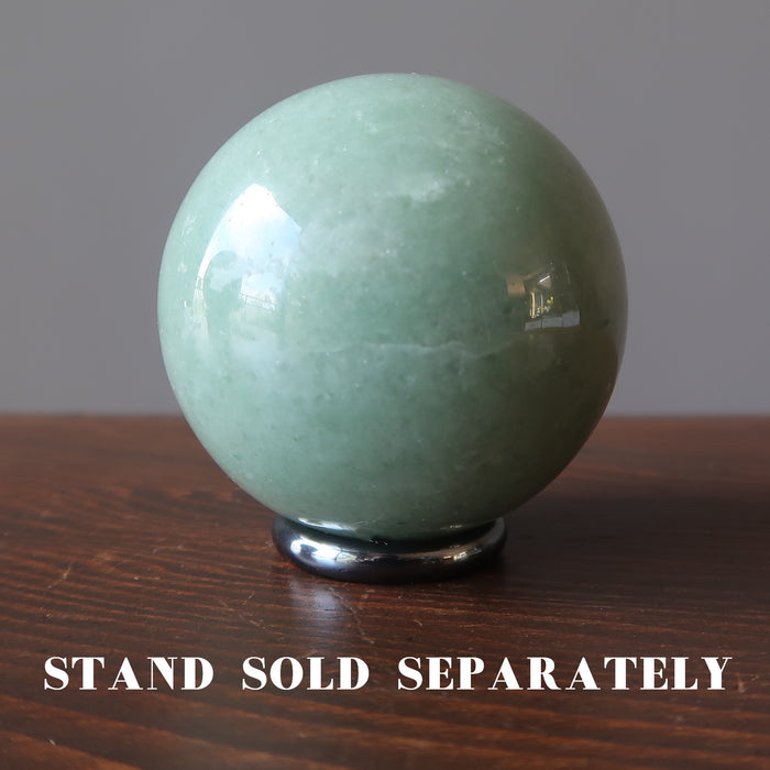 green aventurine ball on hematine ring stand which is sold separately