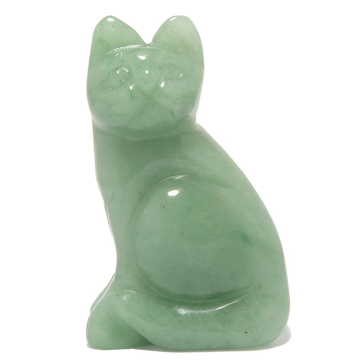green aventurine sitting cat carving
