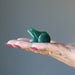Green Aventurine Frog Statue on the palm