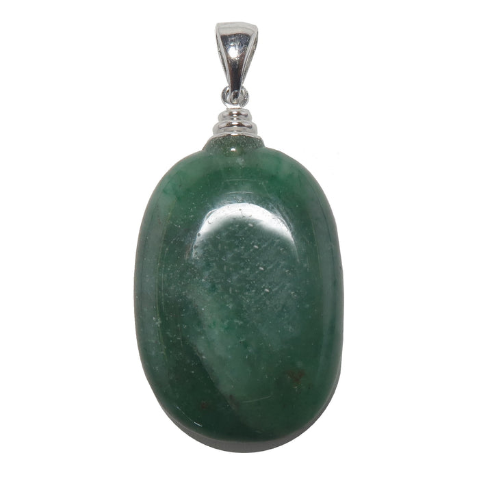 dark green aventurine stone on silver pendant bail