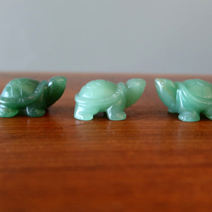 three Green Aventurine Turtles 
